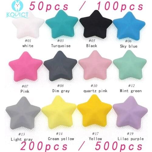 Wholesale 50/100/200/500pcs Thicken silicone star beads BPA Free Food Grade Baby Teething DIY Pacifier Chain Pentagram bead