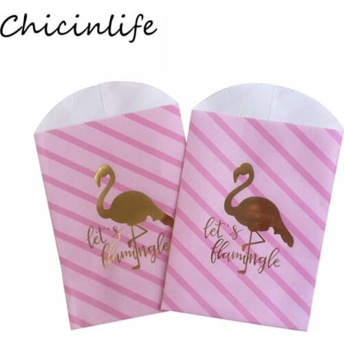 Chicinlife 10Pcs Flamingo Paper Bags Birthday Party Candy Cookie Gift Package Bag Baby Shower Kids Favors Wedding Decor Supplies