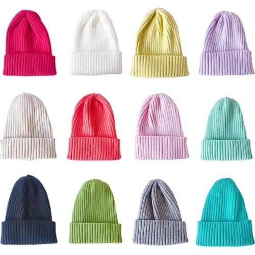 Baby Knitted Hat Soft Wool Toddler Beanie 12 Solid Color Warm Winter Hat For Girls Boys Children 3-10T