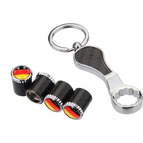 Germany Flag Car Tire Valve Caps Wheel Cover Decoration with Keychain for Porsche BMW Opel Audi Mercedes VW Mini Car Accessories