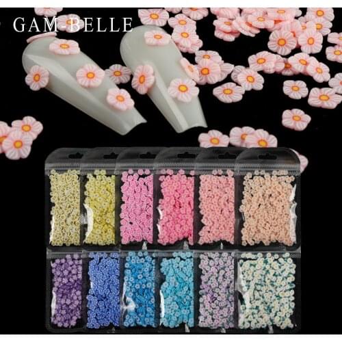 GAM-BELLE 10G Polymer Clay Slices Sequins Colorful Spring Summer Flower Flakes 3D Nail Decorations Women Nail Tips Manicure