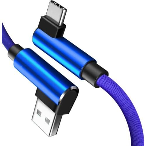 90 Degree Type C USB Cable for Samsung Galaxy A20 A30 A40 A50 A70 Fast Charging USB-C Cord For Xiaomi Mi 8 9 SE USBC Data Cable