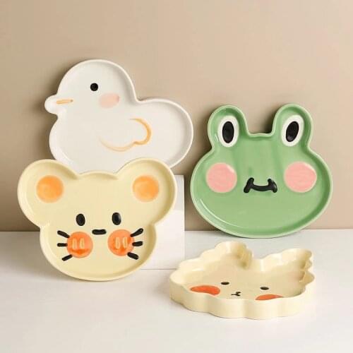 Ins wind cartoon animal ceramic plate rabbit duck salad plate girl heart dessert breakfast plate