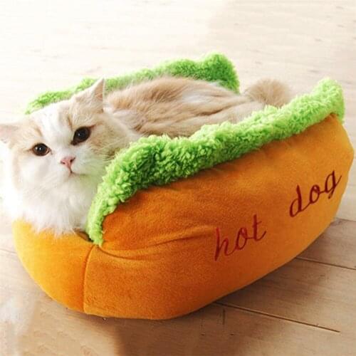 Cat Bed House Hot Dog Shape Pet Sofa Supplies Bedding Indoor Cotton Kennel Nest Puppy Warm Cushion Washable Pad Removable Soft