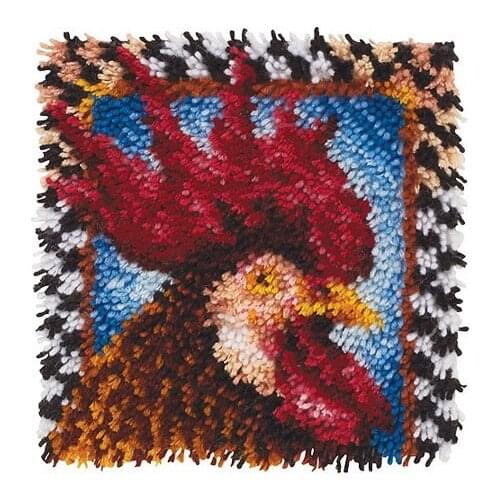 Latch Hook Cushion Animal Chicken Pillow Sofa Decor Crocheting Yarn Kits for Embroidery Pre-printed Color Canvas