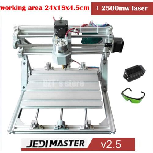 CNC 2418+2500mw laser GRBL control Diy high power laser engraving CNC machine,3 Axis pcb Milling machine,Wood Router+2.5w laser