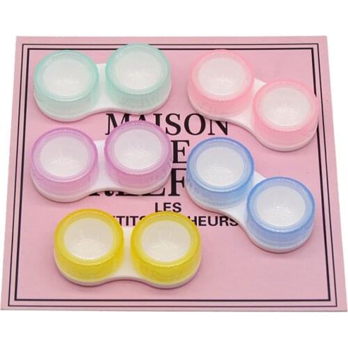 Cute Girl Small Contact Lens Case Box Travel Women Mini Round Lovely Eyes Contact Lens Container Box Bag Travel Kit