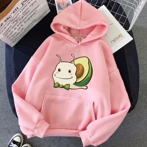 Fashion Korean Hoodies Winter Avocado Letter Print Long Sleeve Harajuku Kawaii Oversized Sweatshirt Hoody Sudaderas Streetwear