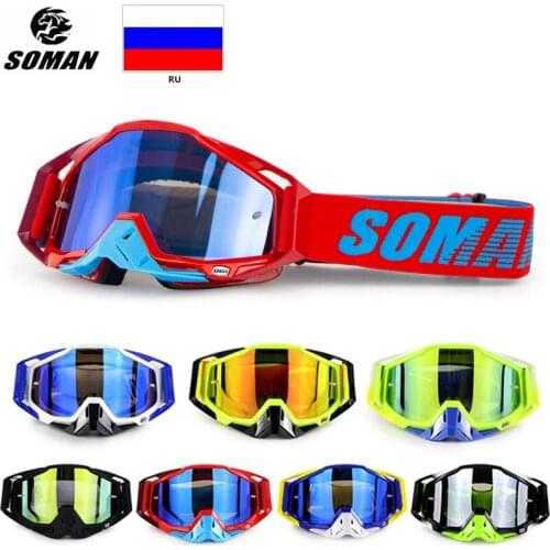 SOMAN Motocross Goggles Dirt Bike Helmet Goggle Glasses Oculos Motorcycle Goggles Motocross Googles Lunette Motorcycle Glasses