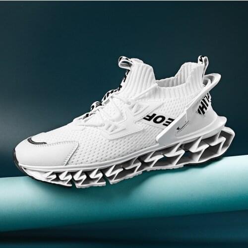 New Men Cushioning Running Shoes Breathable Blade Sneakers High Quality Male No-slip Comfortable White Jogging Shoes Zapatillas