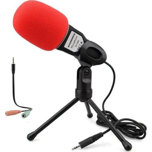 3.5mm Desktop Mic With Mount Stand Professional Studio Condenser Recording Microphone For PC Laptop Recording Vocals Voice Over