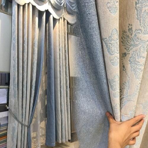 New European Chenille Jacquard Fabric Modern Curtains for Living Dining Room Bedroom Blackout Curtains