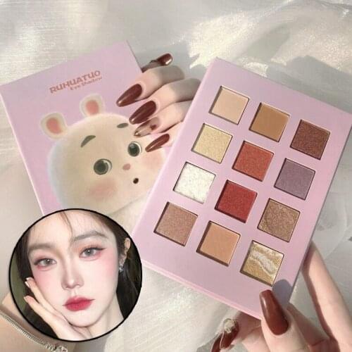 12-Color Eyeshadow Palette Doll Rabbit Series Not Easy to Smudge Cute Eyeshadow Palette Matte SK88