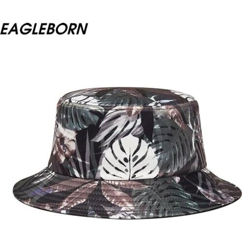 Bucket Hat Woman Fashion Casual Flat Top Digital Printing Japan Korean Bucket Hat Women Sun Hat Plant Nordic Simple Visor Hat