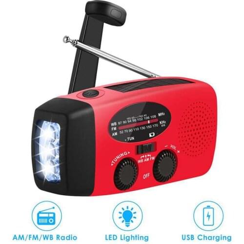5 In1 Emergency Portable Am Fm Radio 1000mah Power Bank Hand Crank Self Powered Am / Fm / Noaa Solar Radio With 3 Led Flashlight