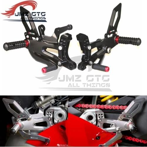 MOTO-TRON Motorcycle CNC Adjustable Rear Set Rearsets Footrest Foot Rest For DUCATI V4 V4R 2018-2019