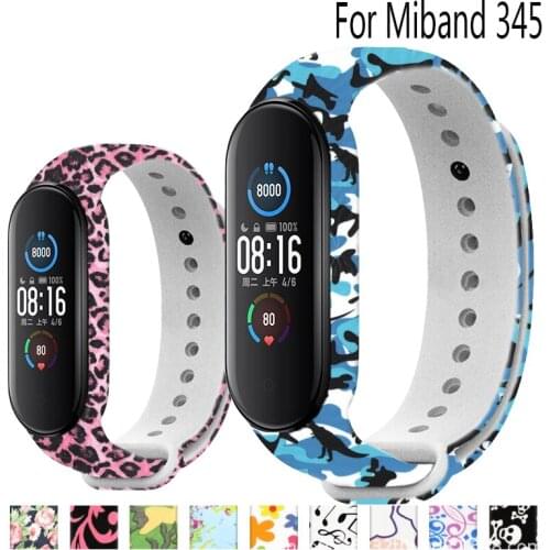 3PCS Strap For Mi Band 4 3 Wrist Xiaomi Mi Band 5 Watchband Bracelet Printed Silicone Strap Xiaomi Bracelet Bright Color Strap