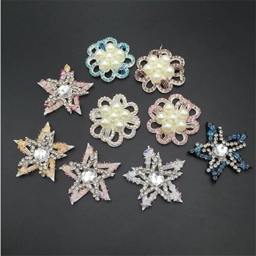 Luxury Crystal Style Star Flower Patches for Clothing Sew on Clothes Appliques Badge Stripes Pentagram DIY