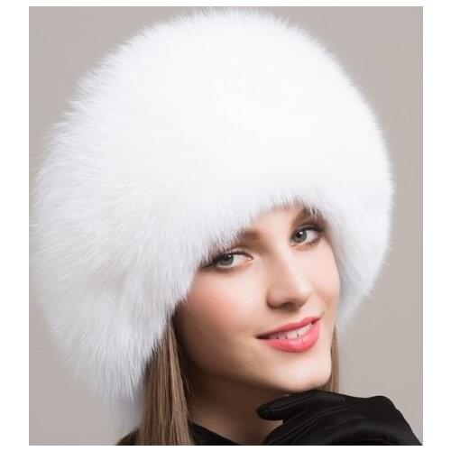 Genuine fox fur Hat Fox Fur Women Cap Thicken Fur Cap Winter Warm Female Warm Hat Fashion For Women Earflap H609