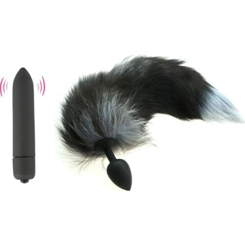 10 Speed Vibrator Silicone Fox Tail Anal Plug Butt Plugs Sex Toys for Men Woman Vibrating Bullet Vibrator Erotic BDSM Products