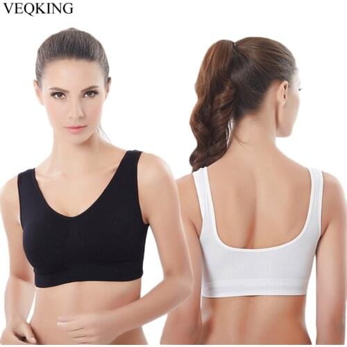 VEQKING M-6XL Plus Size Sports Bra,Women Breathable Wire Free Padded Sport Yoga Bra Tops,Seamless Sports Top Sport Brassiere