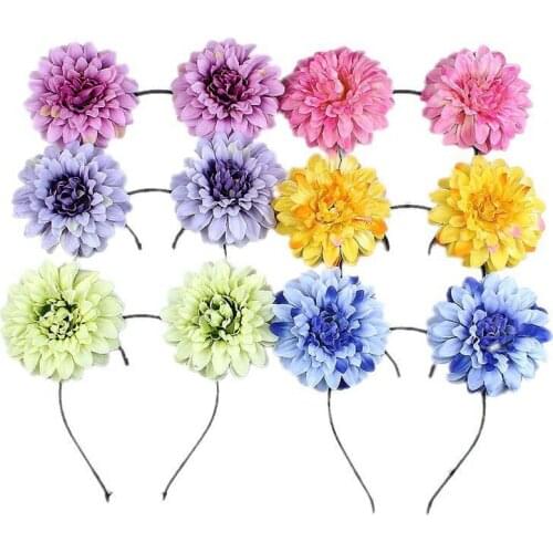 Sugarbay Daisy Cute Cat Ears Headband Flower Festival Floral ChildrenWreath Bohemian Hairloop Flower Crown Party HairBand