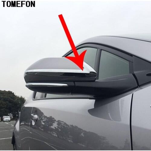 TOMEFON 2PCS For Toyota C-HR CHR 2016 2017 Car Side Rear View Mirror Rearview Strips Cover Frame Silver Trim ABS Chrome Styling