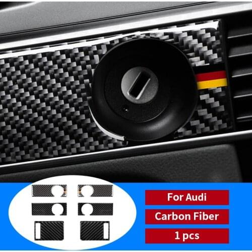 Interior Carbon Fiber Car Engine Start Stop Panel Trim Sticker Key Hole Frame Cover For audi a6 c5 c6 2005-2011 Accessories