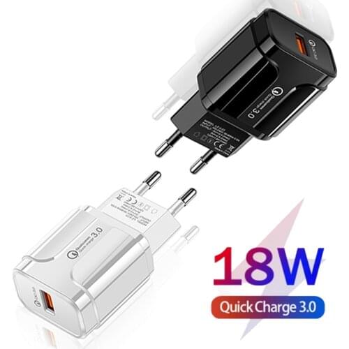 18W 3A USB Charger Quick Charge QC 3.0 Fast Charging Adapter USB Mobile Phone Charger EU US Plug QC3.0 Wall Charger Adapter