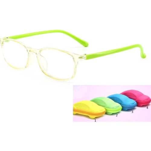 With Case Boy Girl Game Reading Computer Protective Goggle Fashion Children Glasses Plain Kids Square Anti Blue Light Eyewear