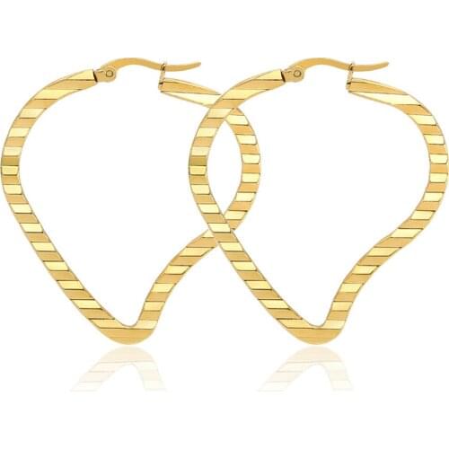 FIREBROS 2021 Cheap Kpop Egirl Earring Women Stainless Steel Big Hoop Heart Earrings Silver Gold Color Free Shipping Wholesale