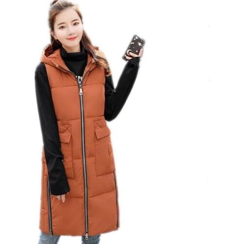 New Plus Size 3XL Autumn Winter Vest Women Hooded Sleeveless 2018 Down Cotton Office Lady Vest Female With Pockets Warm VestQ522