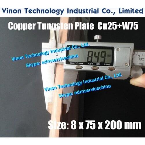 1PC PACK) 8x75x200mm Copper Tungsten Plate CuW75 (W75+Cu25), edm Tungsten Copper Electrode W75, Electric Spark Tungsten Copper