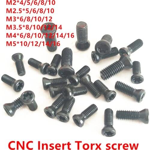100pcs M2 M2.5 M3 M3.5 M4 M5 CNC Insert Torx Screw for Replaces Carbide Inserts Cutter Bar Lathe Tool Screw 12.9 alloy steel