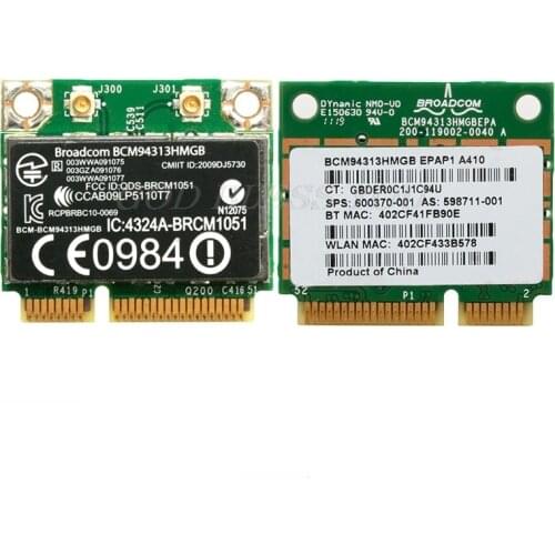 2018 Half Mini PCI-E 802.11n Bluetooth Wifi Card BCM94313HMGB 600370-001 for DELL for HP Drop Shipping
