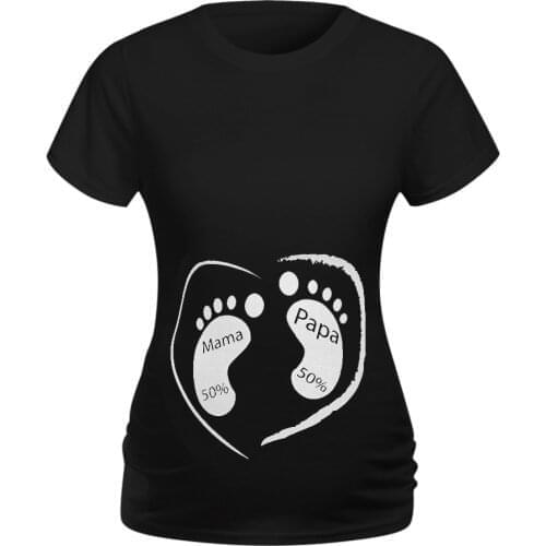 4# Cartoon Print Maternity Tees Women Round Neck Maternity Short Sleeve Tees T-shirt Pregnancy Clothes Pregnant T-shirt Gestante