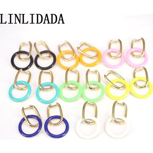 5Pairs, New Design Rainbow Circle Earrings for Women Elegant Small Gold Color Hoop Earrings Female Huggie Jewelry Gift