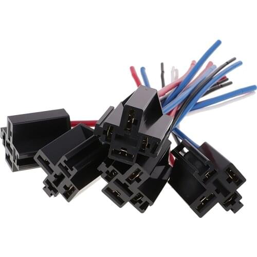 5 Pieces DC12V 80Amp Car SPDT Automotive Relay 4 Pin 4 Wires Harness Socket