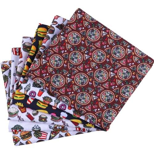 50 * 145Cm hamburger Pattern Polyester Cotton Fabric Patchwor Printed For Tissue Kids Home Textile For Sewing Doll Dress Curtain