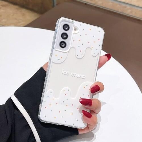 Ins wind milk pattern is suitable for Samsung s21 s20ultra s21fe s10 note20 A32 42 52 72 A21s phone case side pattern soft cover