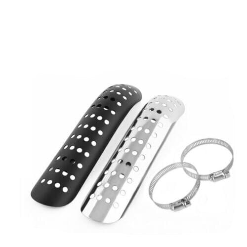 Black /chrome Heat Shield Curve Exhaust Pipe Muffler Hole Cover Guard For Harley Chopper Bobber