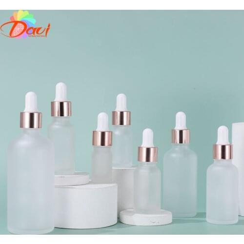 Rose-Golden Refillable Dropper Bottle Frosted essential oil Glass Aromatherapy Liquid 5-100ml Drop for massage Pipette Bottles