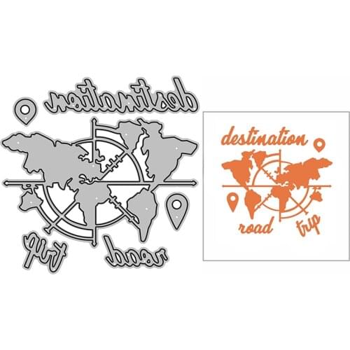 New Destination Trip Map Craft Embossing Mold 2021 Metal Cutting Dies for DIY Decorative Scrapbooking Album Card Making No Stamp
