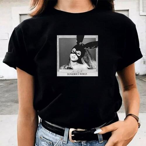 Women Girls Tshirts Hot Pop Singer Ariana Grande T-shirts Tops Short Sleeve Kpop White Tee Oversize Streetwear Camisetas Mujer