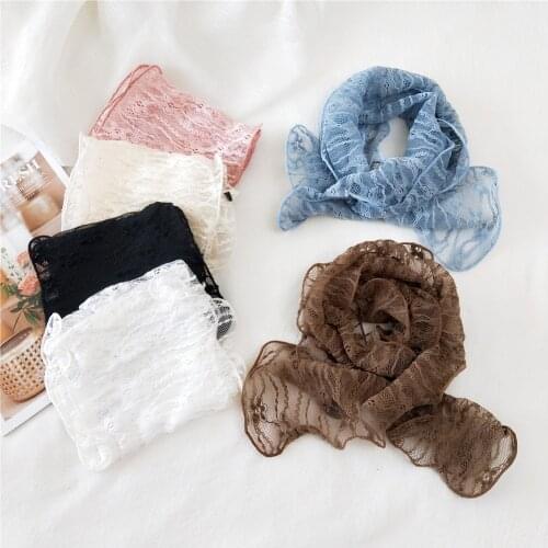 Head Scarf Embroidered Wrap Shawl Transparent Lace Floral Print Bandana Long Scarves Women Scarf Foulard Pashmina Knit W128