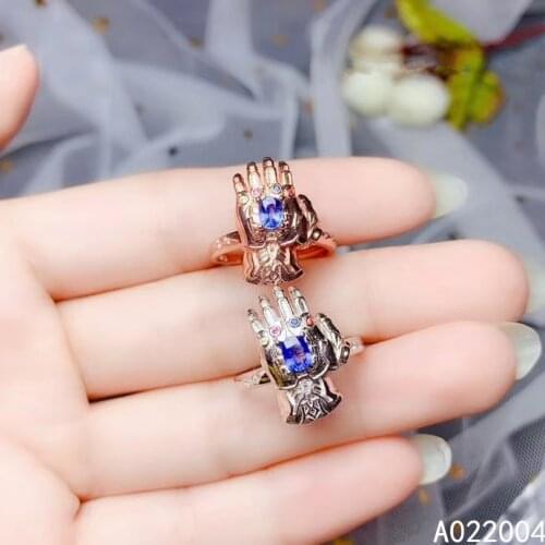 KJJEAXCMY fine jewelry 925 sterling silver inlaid natural gemstone sapphire new Female ring beautiful Support test hot selling