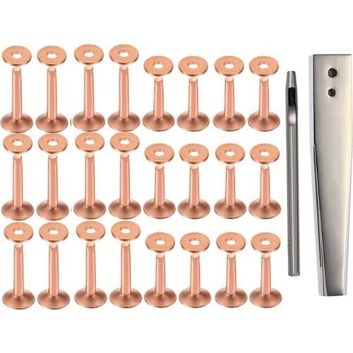 Red Copper Rivet and Burr with Burr Setter Copper Rivet Fastener Install Setting Tool and Hole Punch Cutter Retail