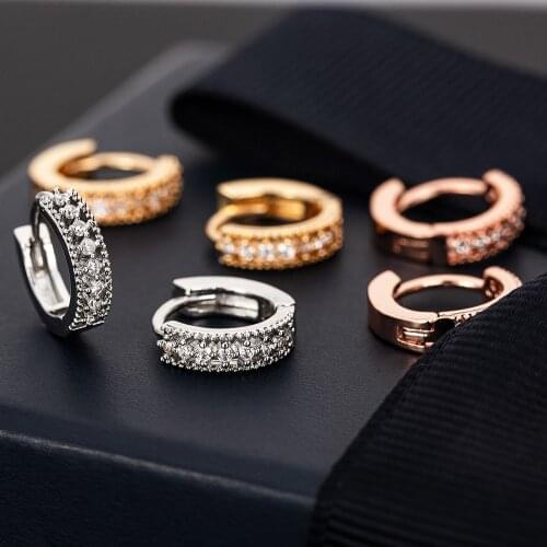 Tiny Hoop Earrings Luxury Micro Paved CZ Crystal Small Round Earrings For Women Girls Fashion Party Jewelry Gifts Brincos