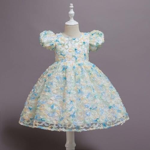 2021 New Flower Girl Dress Tutu Princess Wedding Gown Children Clothing Kids Party Dresses For Girl Clothes 6 8 10 Years