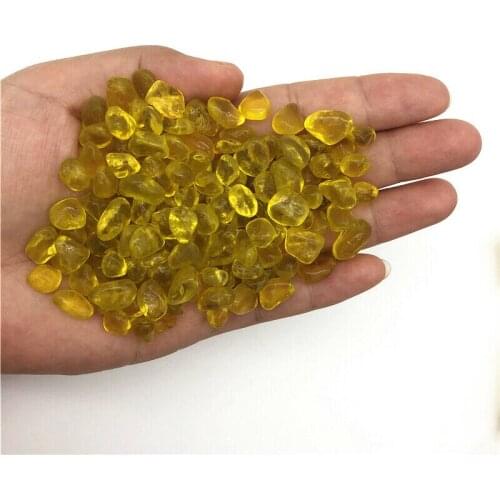 Wholesale 50g 7-10mm Yellow Glass Gravel Glaze Stone Rock Polished Aquarium Specimen Decor Quartz Crystals